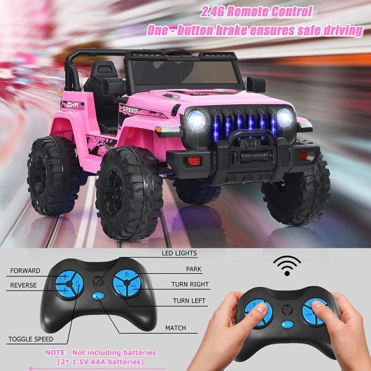 12V Kids Ride-on Jeep Car With 2.4 G Remote Control-Pink