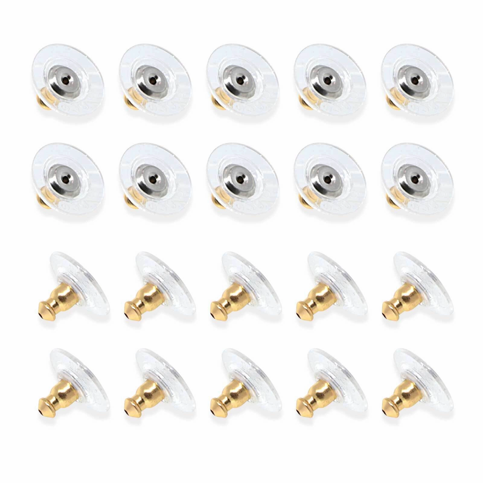 1928 Jewelry 20 Pair Pack Bullet Clutch Earring Backs With Round Safety Backs