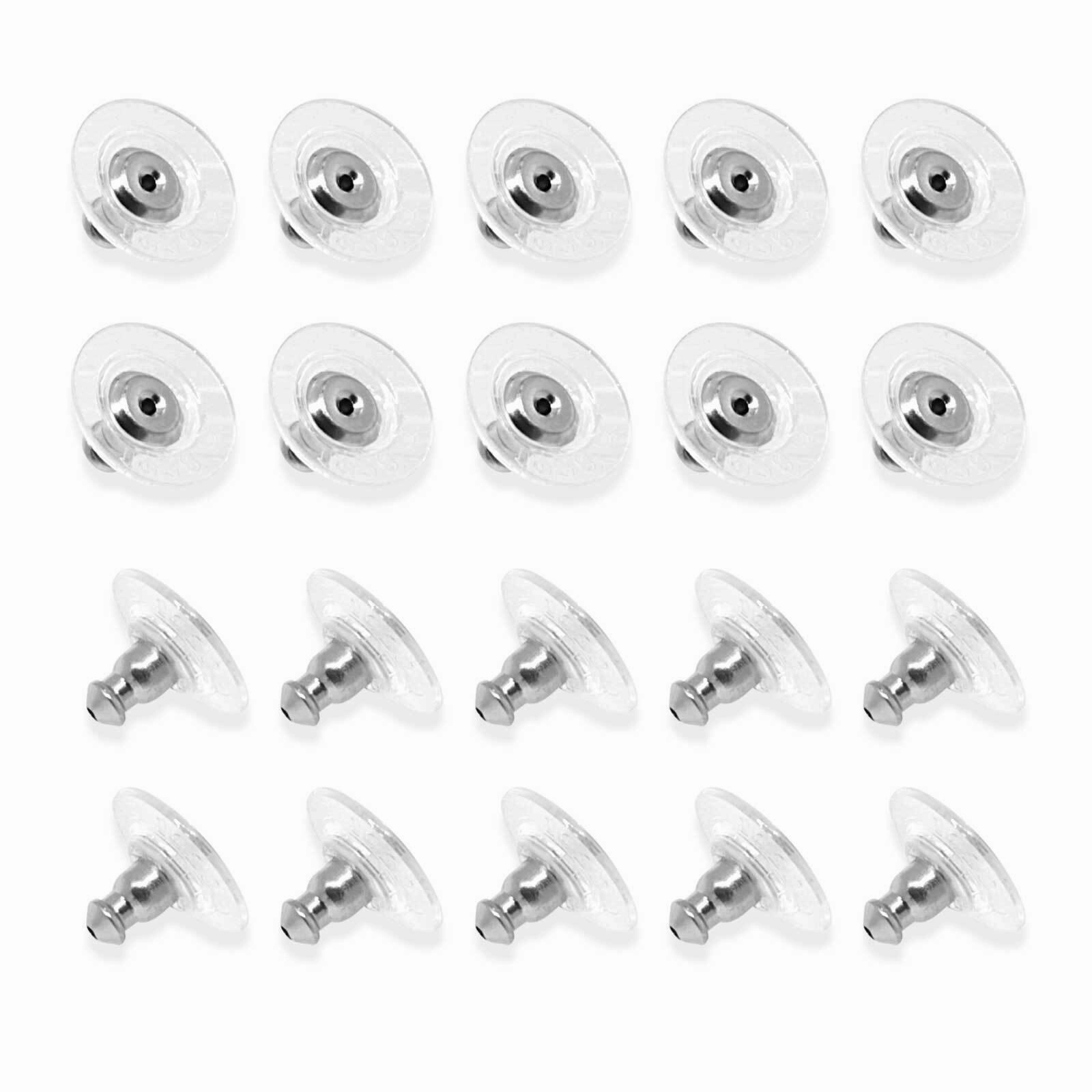 1928 Jewelry 20 Pair Pack Bullet Clutch Earring Backs With Round Safety Backs