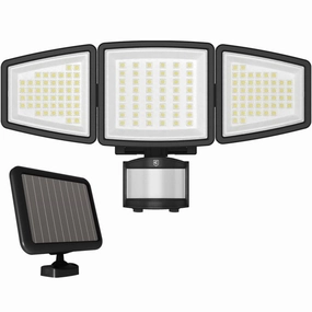 2000 Lumens Solar Powered LED Security Flood Light - Black