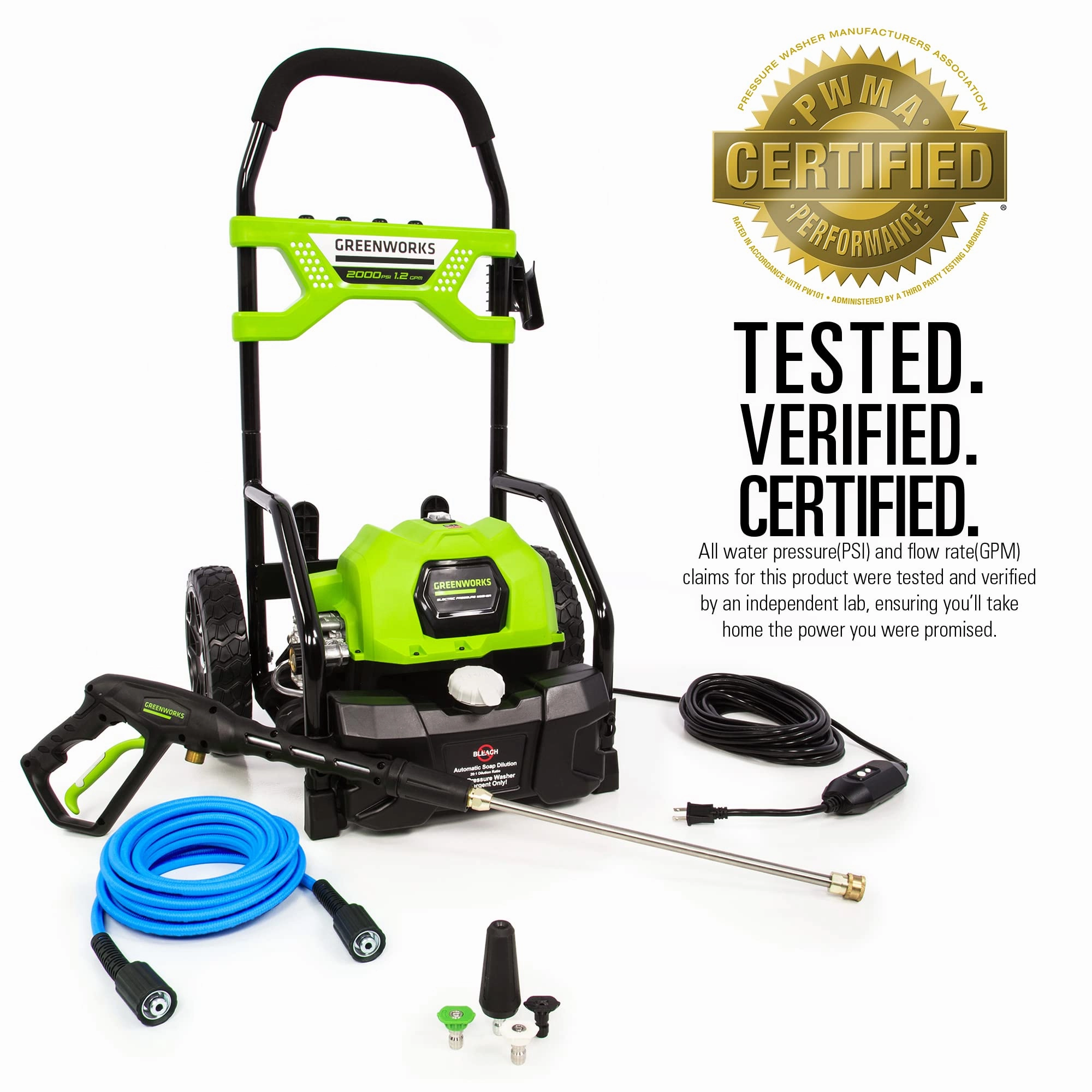 2000 PSI 1.2 GPM Electric Pressure Washer With Surface Cleaner and Foam Cannon