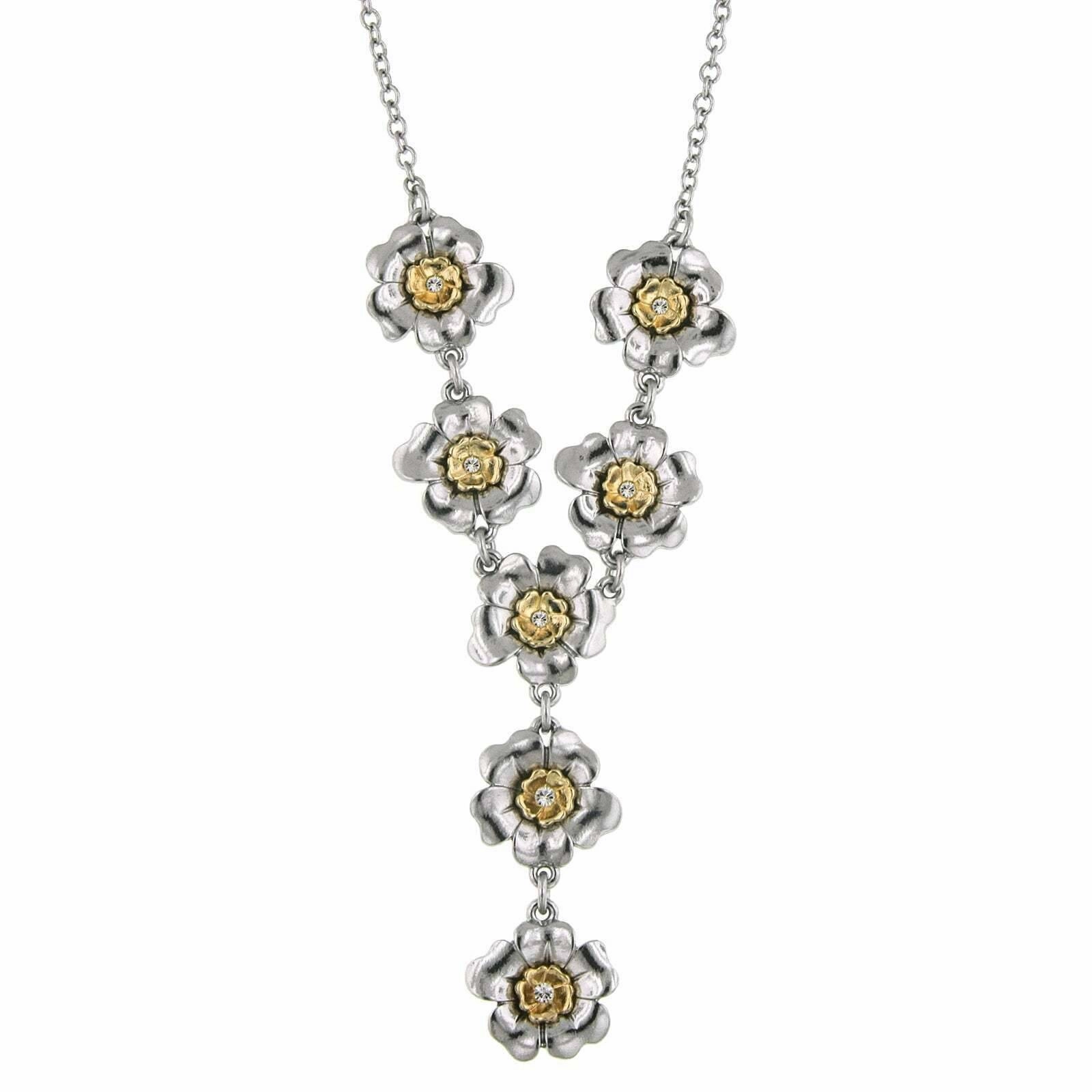 2028 Jewelry Crystal Flower Y-Necklace 18"   3" Extender