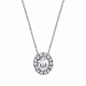 2028 Jewelry Oval Multi Crystal Accent Pendant Necklace 16"   3" Extender