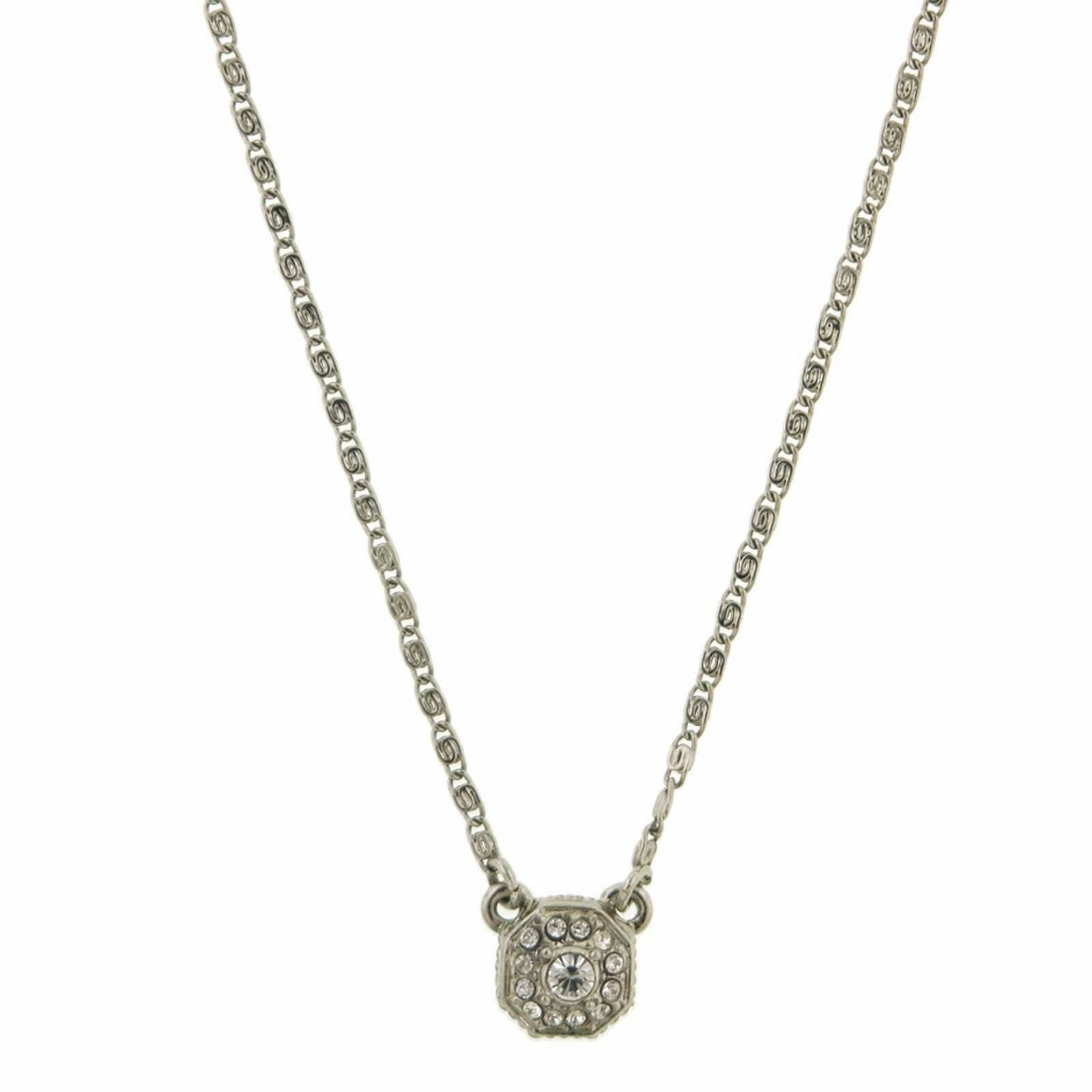 2028 Jewelry Petite Octagon Crystal Pendant Necklace 16"   3" Extender
