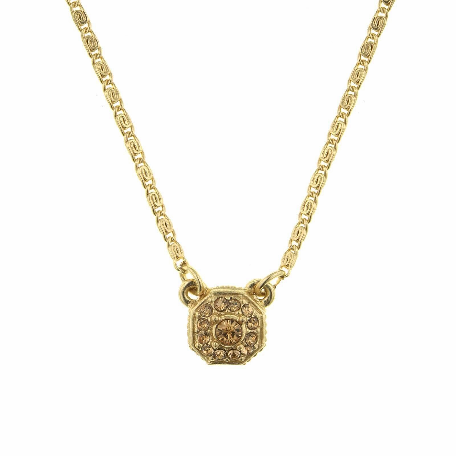 2028 Jewelry Petite Octagon Crystal Pendant Necklace 16"   3" Extender