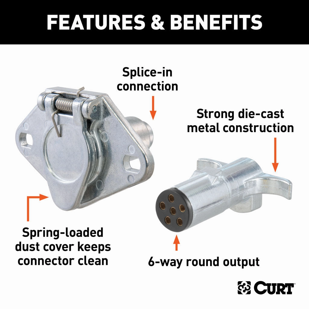 6-Way Round Connector Plug & Socket