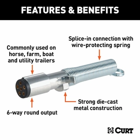 6-Way Round Connector Plug With Spring