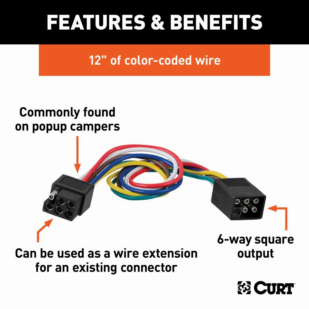 6-Way Square Connector Plug & Socket with 12 inch Wires