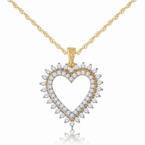 9ct Yellow Gold 1 Carat Diamond Heart Pendant