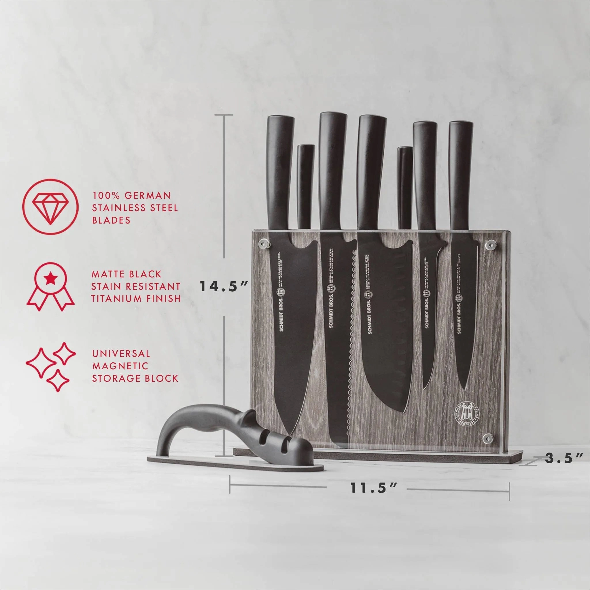9pc Jet Black Series Knife Block Set