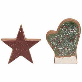 *2/Set Mitten & Star Wooden Cookies