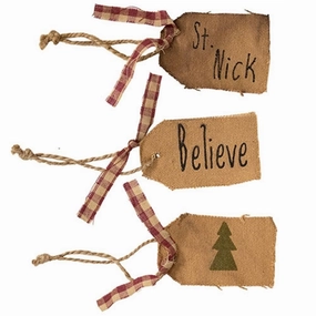 *3/Set Believe St. Nick & Christmas Tree Tag Ornaments
