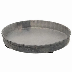 *Antiqued Gray Fluted Candle Pan 4"