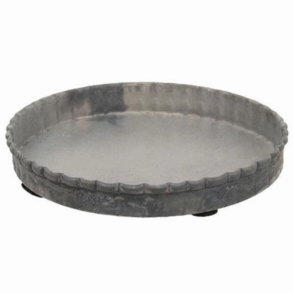 *Antiqued Gray Fluted Candle Pan 4"