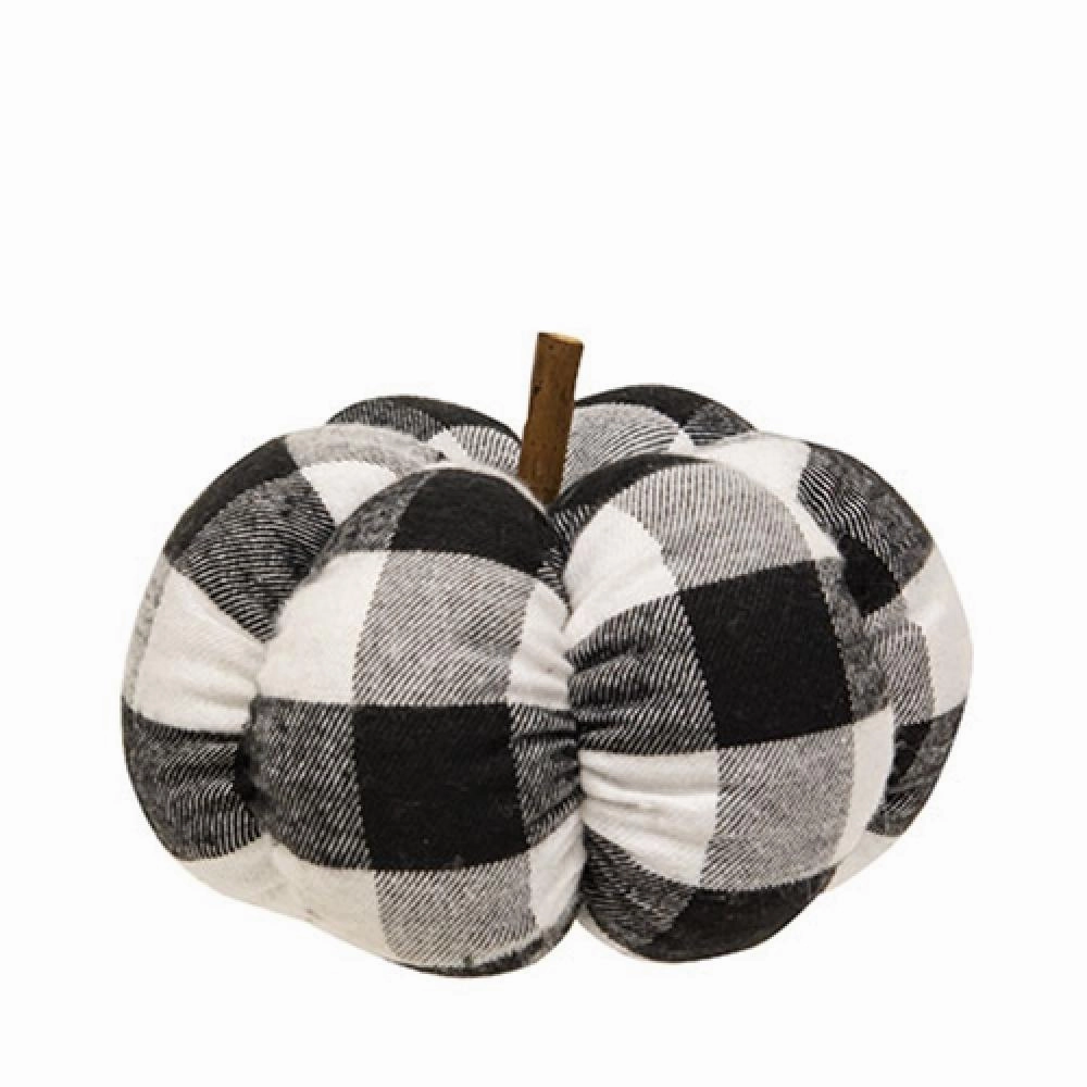 *Black & White Buffalo Check Stuffed Pumpkin 5"
