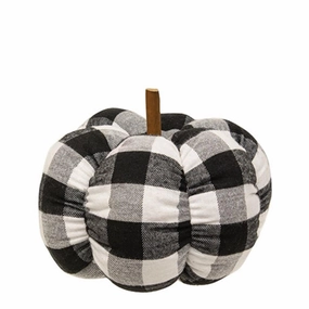 *Black & White Buffalo check Stuffed Pumpkin 6.5"