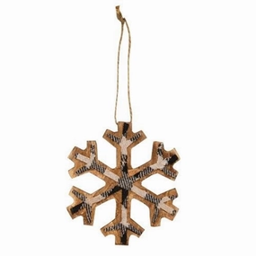 *Black & White Plaid Snowflake Ornament Small