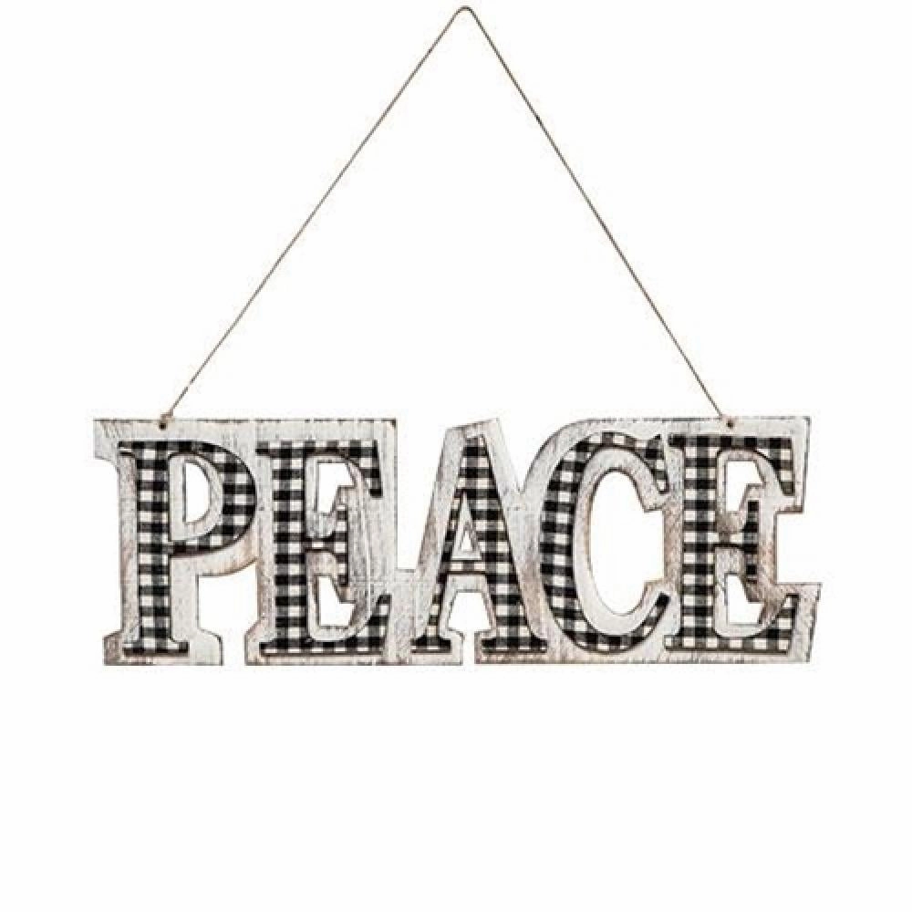 *Black/White Plaid PEACE Hanger