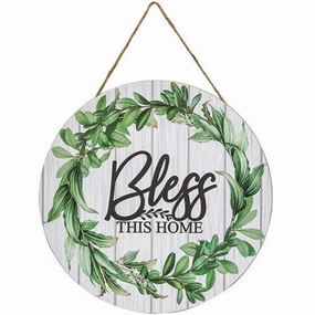 *Bless This Home Slat Look Floral Sign