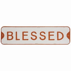 *Blessed White Metal Sign