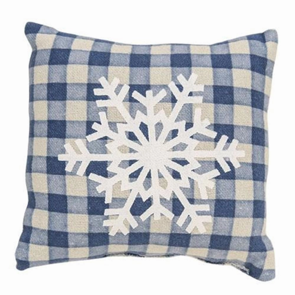*Blue Check Snowflake Pillow 5"