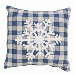 *Blue Check Snowflake Pillow 5"