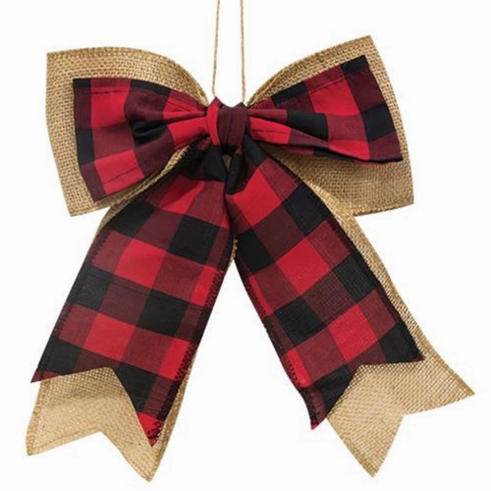 *Buffalo Check and Burlap Bow