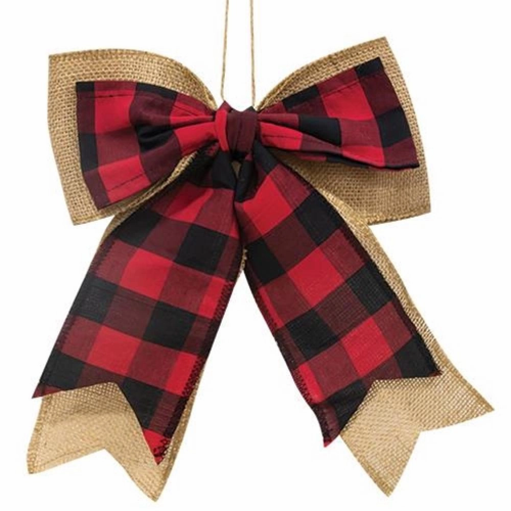 *Buffalo Check and Burlap Bow