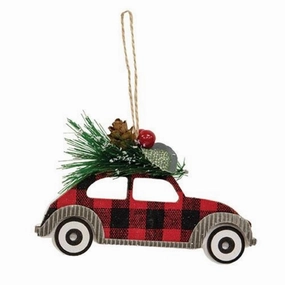 *Buffalo Check Christmas Car & Pine Ornament