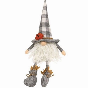 *Buffalo Check Pumpkin Dangle Leg Gnome