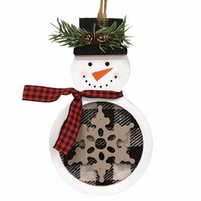 *Buffalo Check Snowman w/ Snowflake Ornament