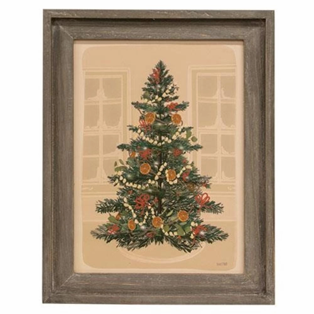 *Christmas Tree Gray Wood Framed Sign