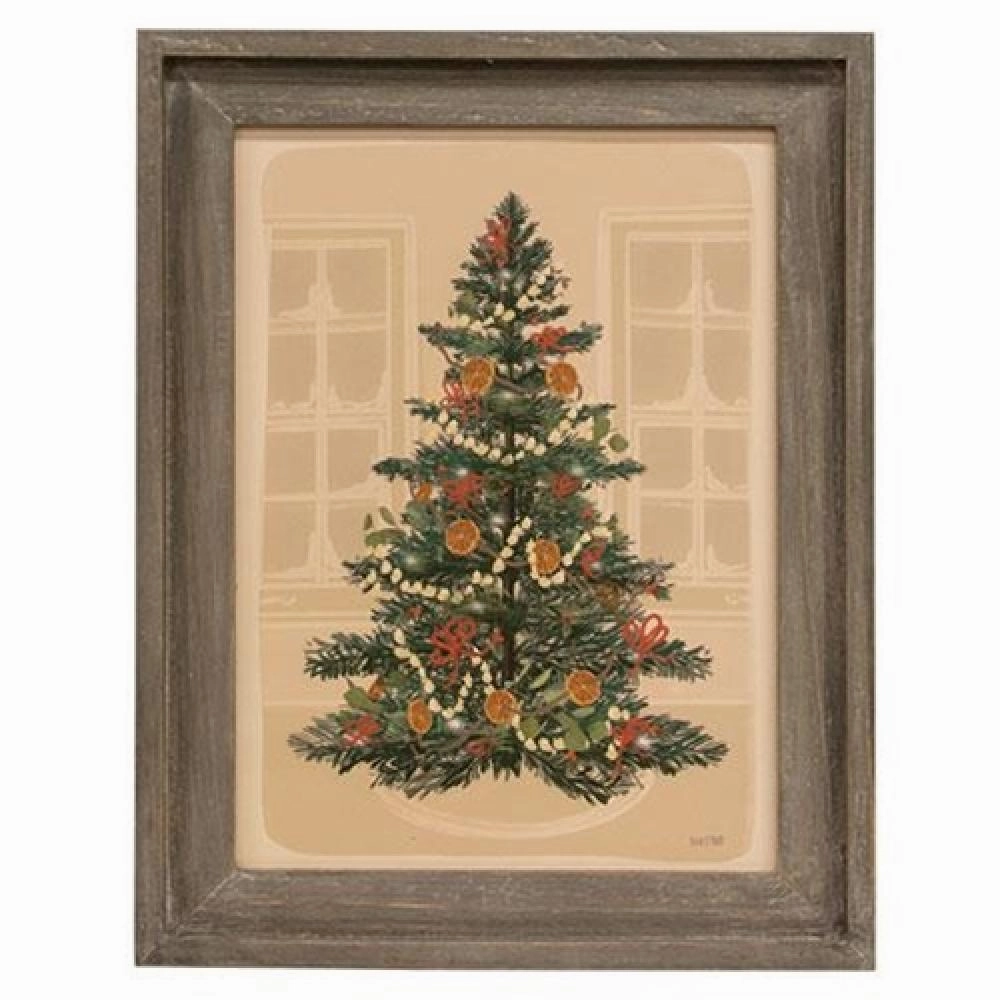 *Christmas Tree Gray Wood Framed Sign