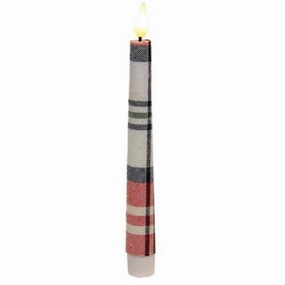 *Crimson Plaid Realistic Flame LED Timer Taper