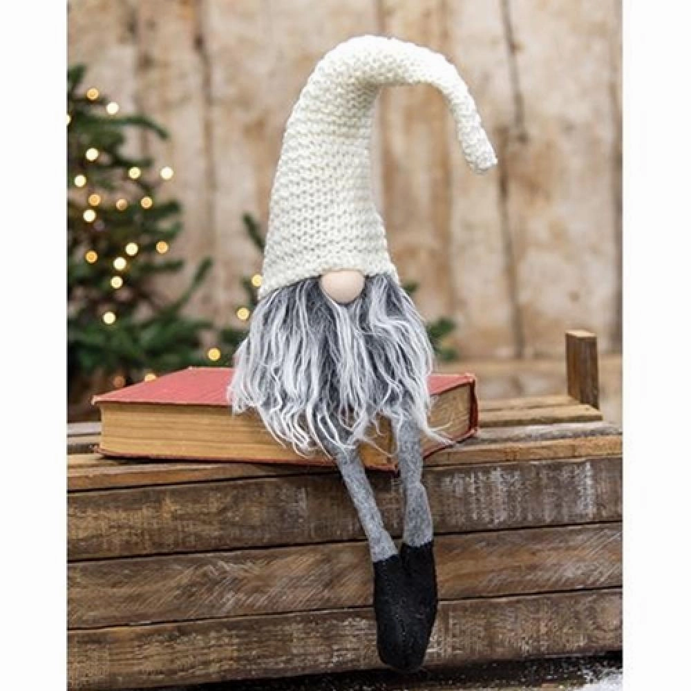 *Dangle Leg Plush Gray Santa Gnome
