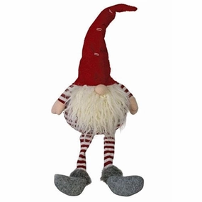 *Dangle Leg Plush Red/White Striped Santa Gnome