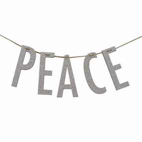 *"Peace" Silver Wood Garland Small