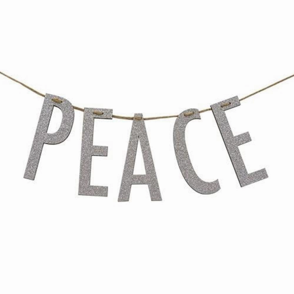 *"Peace" Silver Wood Garland Small