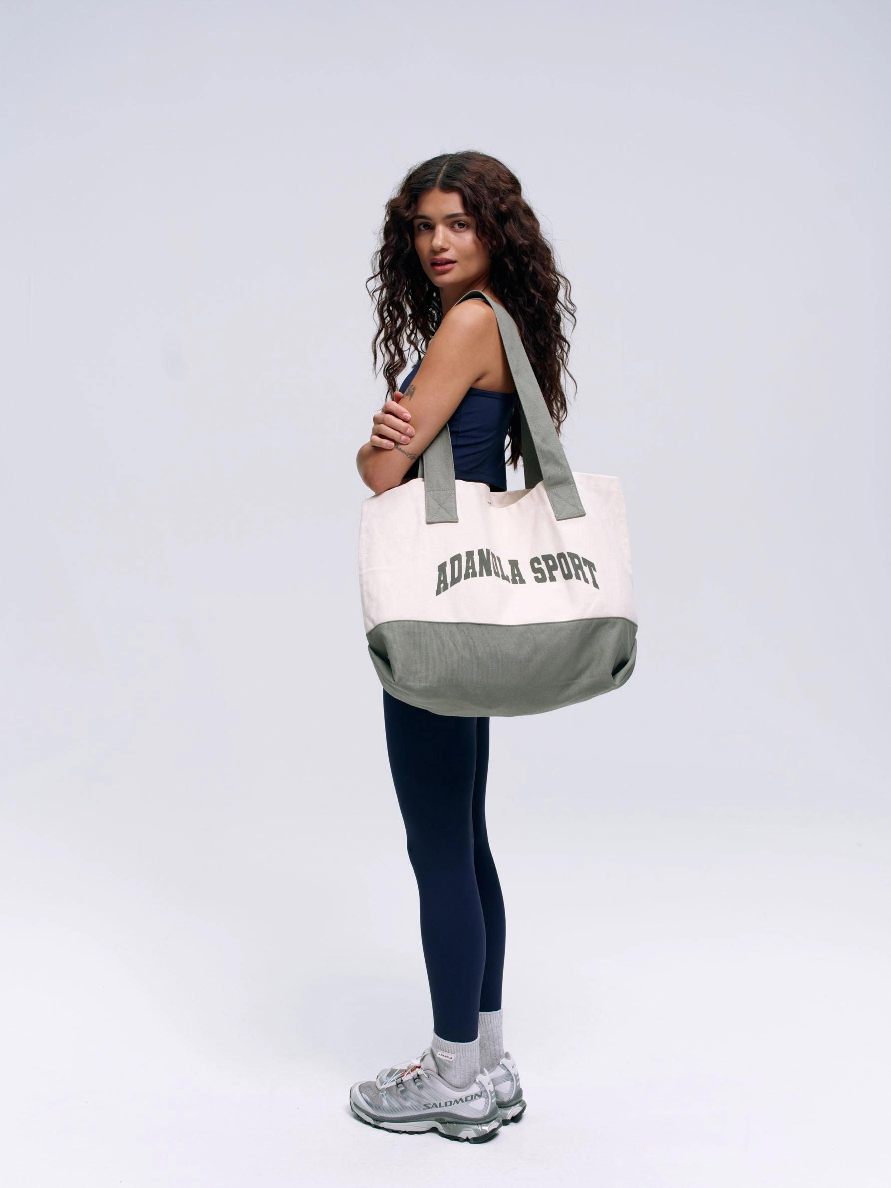 Adanola Sport Branded Tote - Cream/Olive