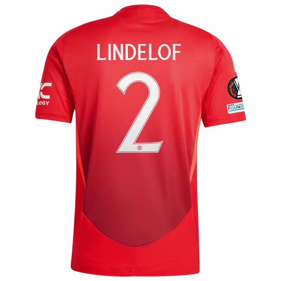 adidas Manchester United Authentic Victor Lindelof Home Jersey w/ Europa League Patches 24/25 (MUFC Red/Bright Red)