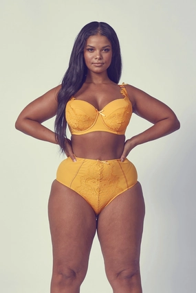 Aspen Mustard Lace Sling Bra