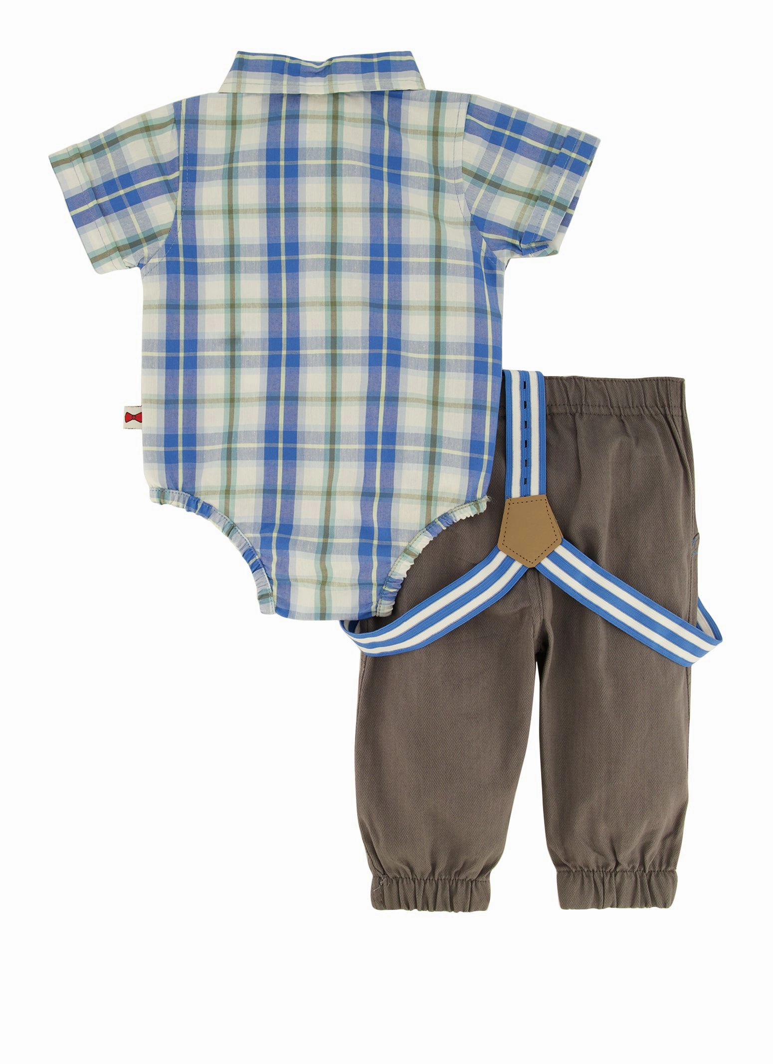 Baby Boys 0-9M Plaid Shirt Bodysuit and Suspender Pants