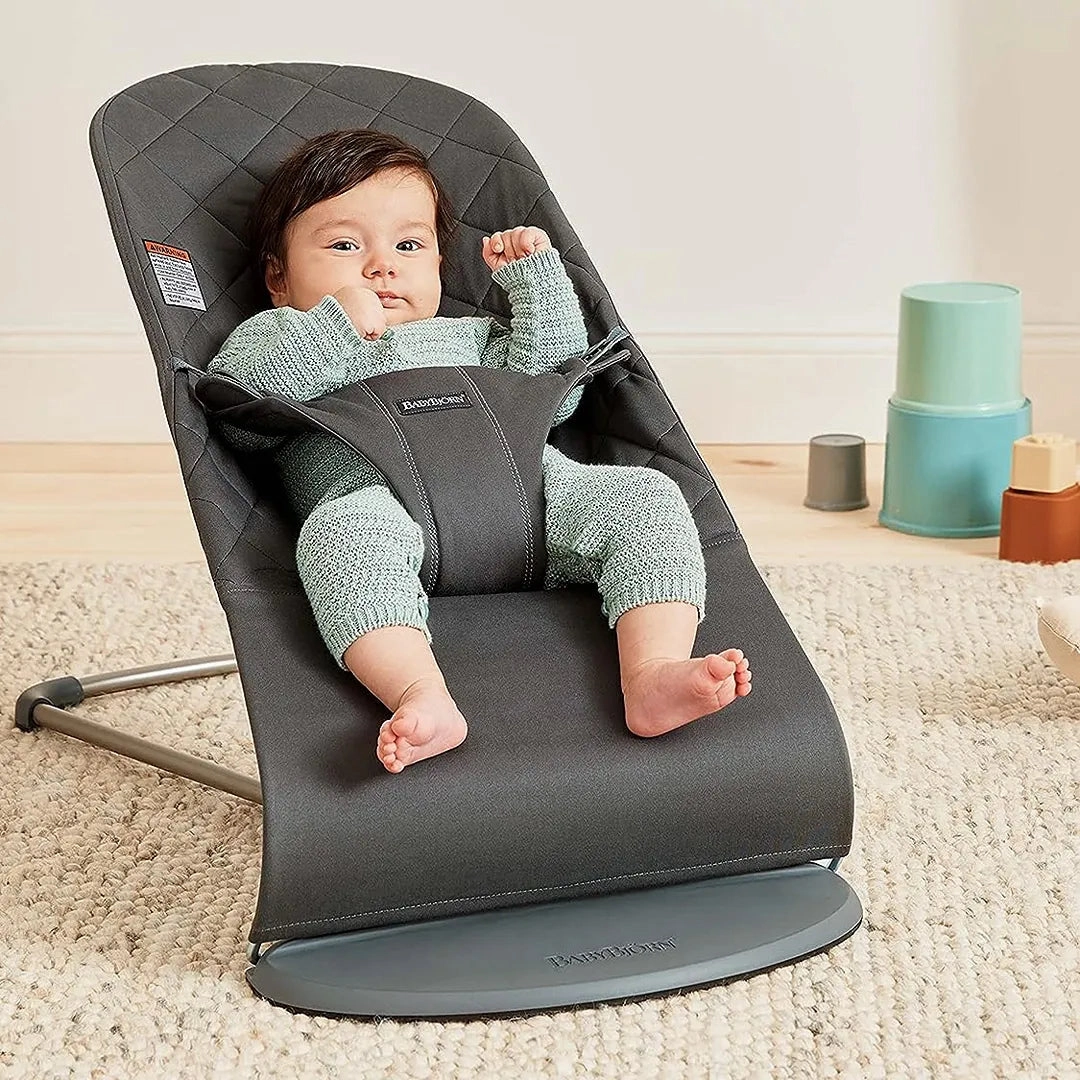 BabyBjörn Bouncer Bliss, Cotton, Classic Quilt, Anthracite Anthracite Cotton