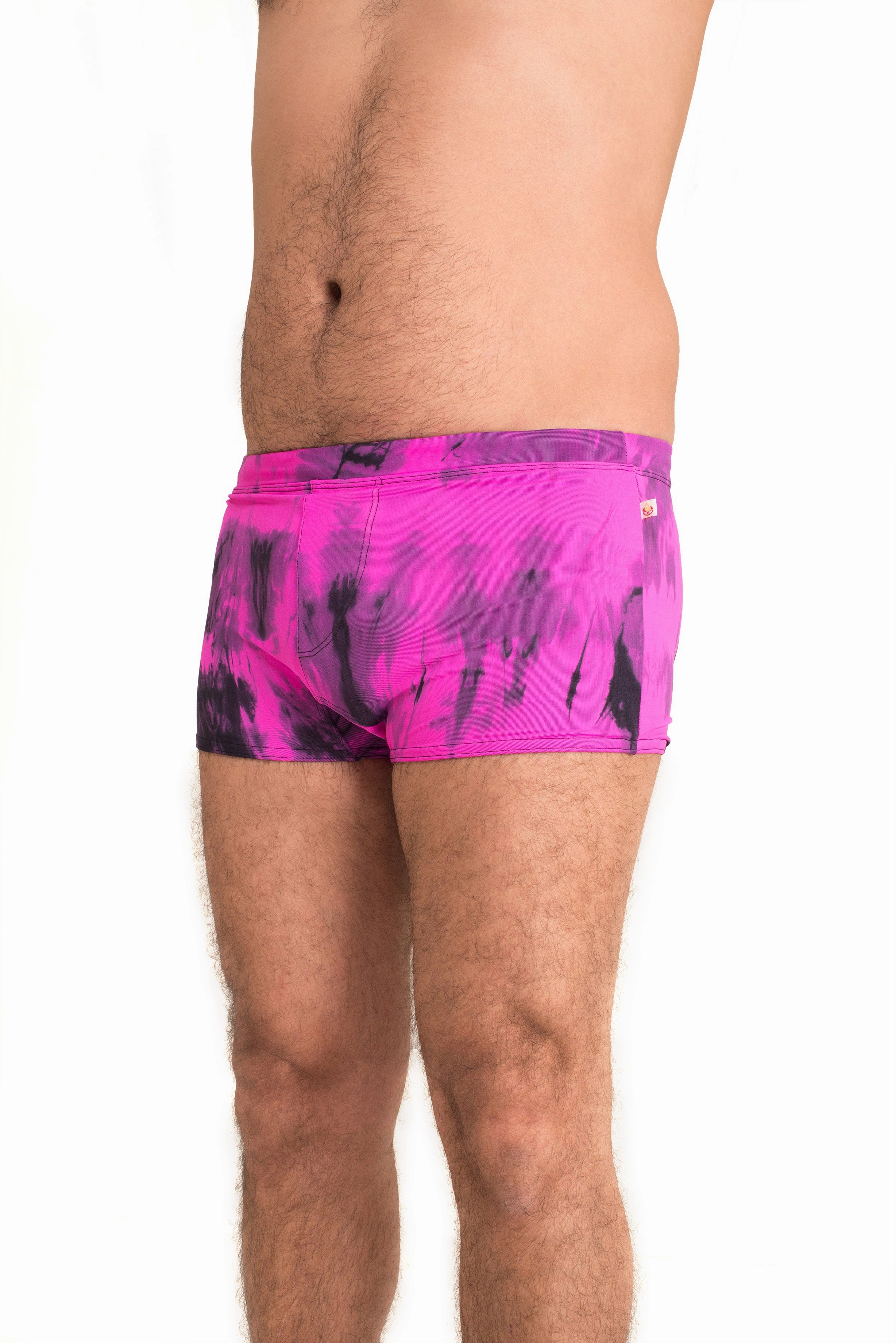 Brazilian Style Trunks, Tie Dye Purple, Cool Form Light
