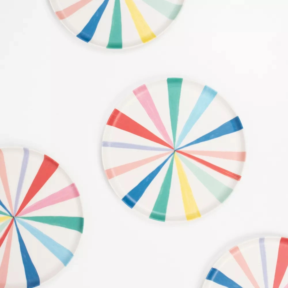 Bright Stripe Reusable Bamboo Plates