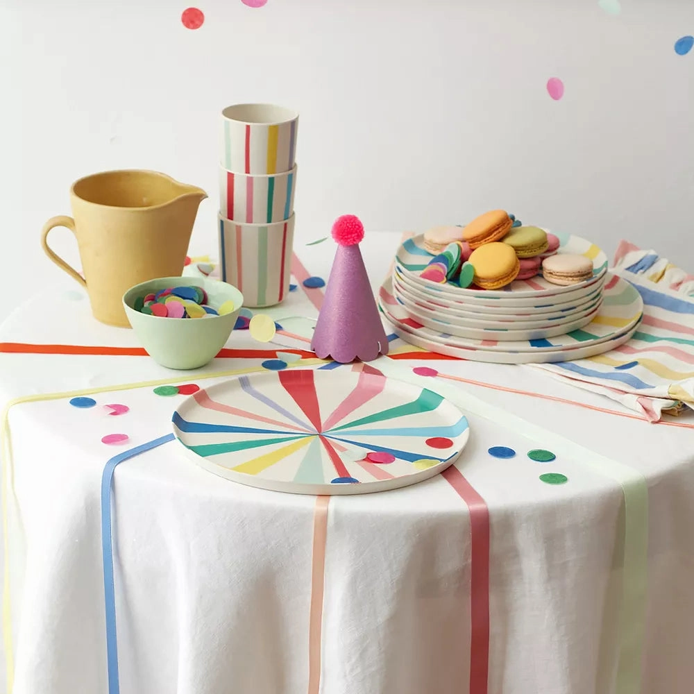 Bright Stripe Reusable Bamboo Plates