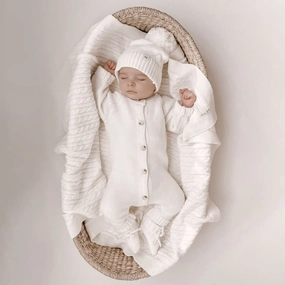 Classic Purl Knit Jumpsuit - White
