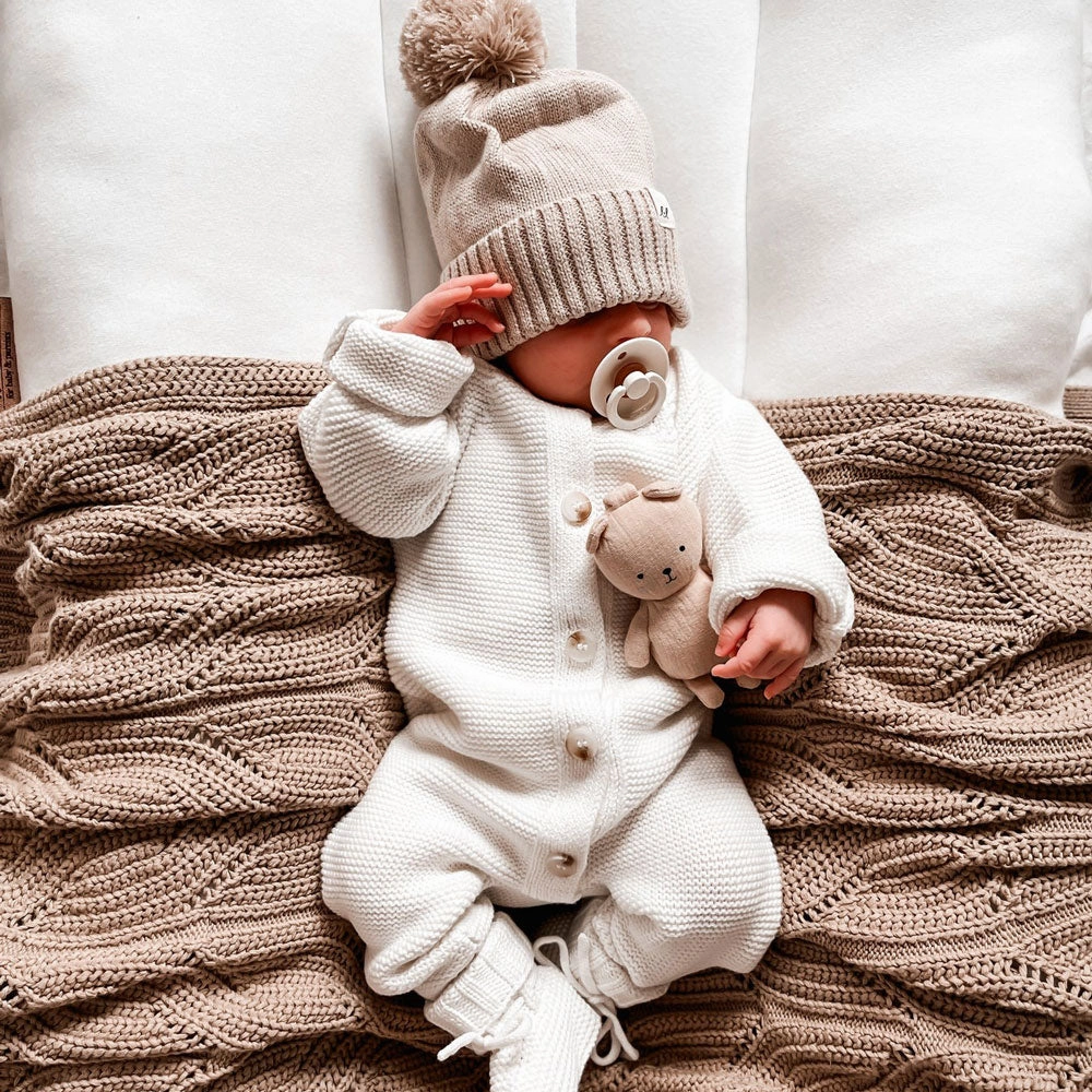 Classic Purl Knit Jumpsuit - White