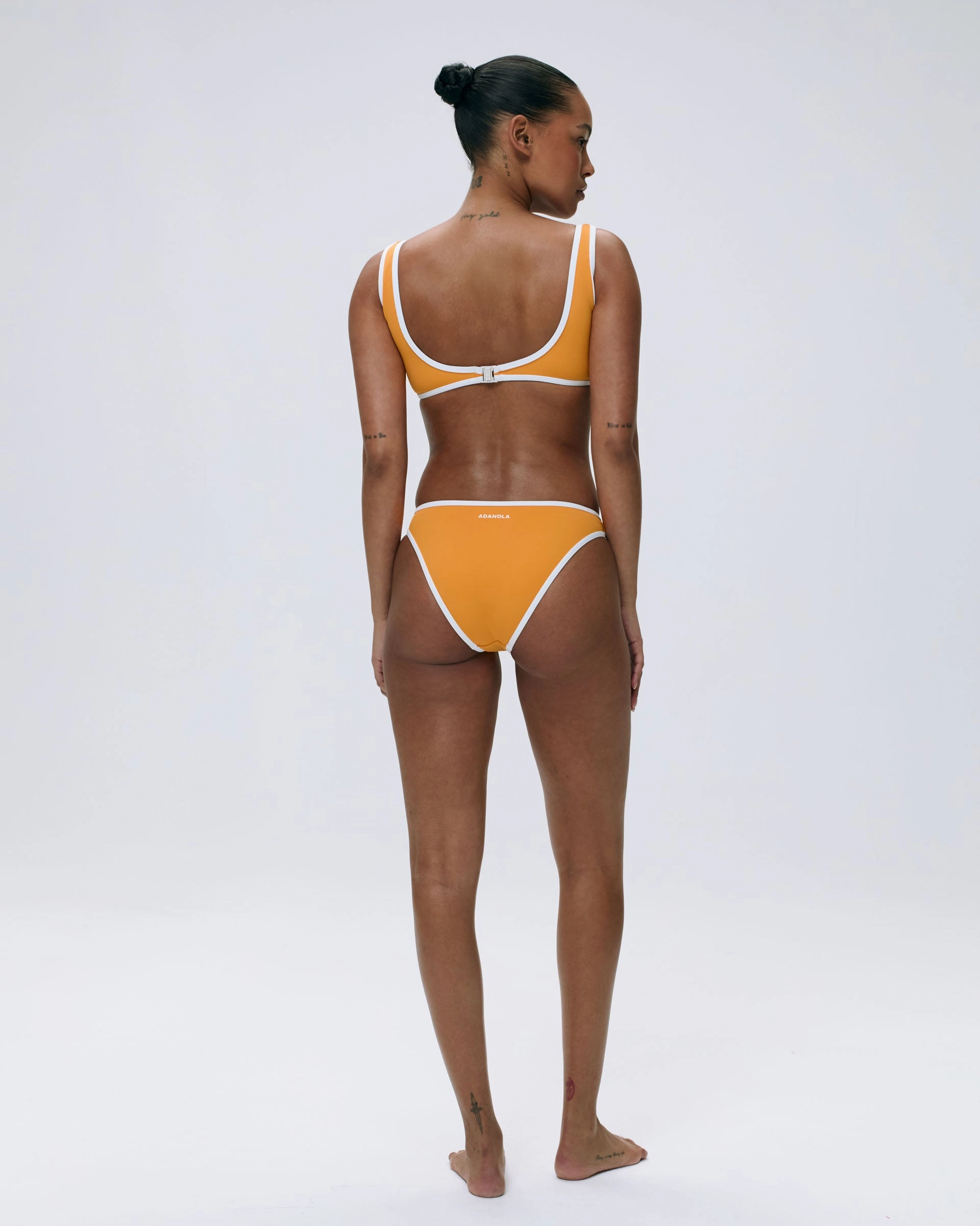 Contrast Scoop Bikini Top - Mango Orange/Marshmallow White