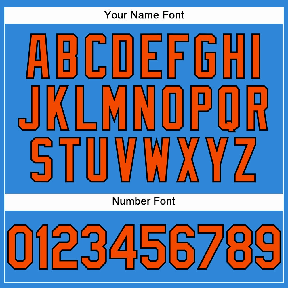 Custom Electric Blue Orange-Black Authentic Baseball Jersey